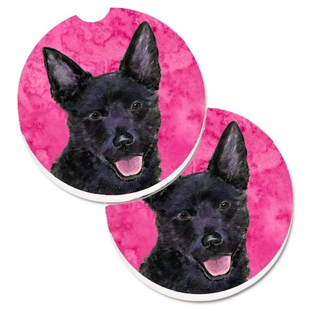 Carolines Treasures Pink Australian Kelpie Set of 2 Cup Holder Car Coaster SS4774-PKCARC